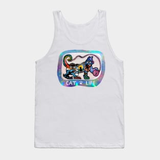 Playful Cat Life Silhouette Tank Top